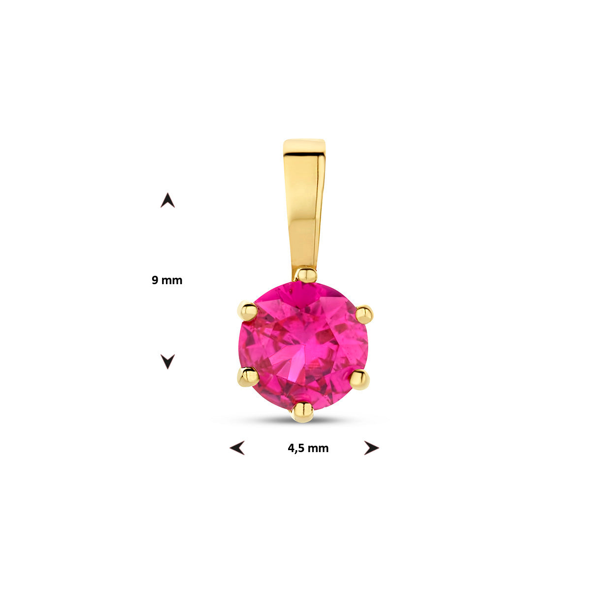 hanger met geboortesteen zirkonia 9 mm 14K geelgoud