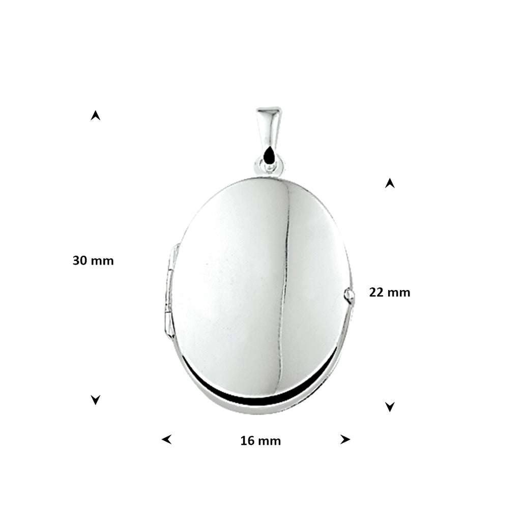 medaillon zilver wit - ovaal