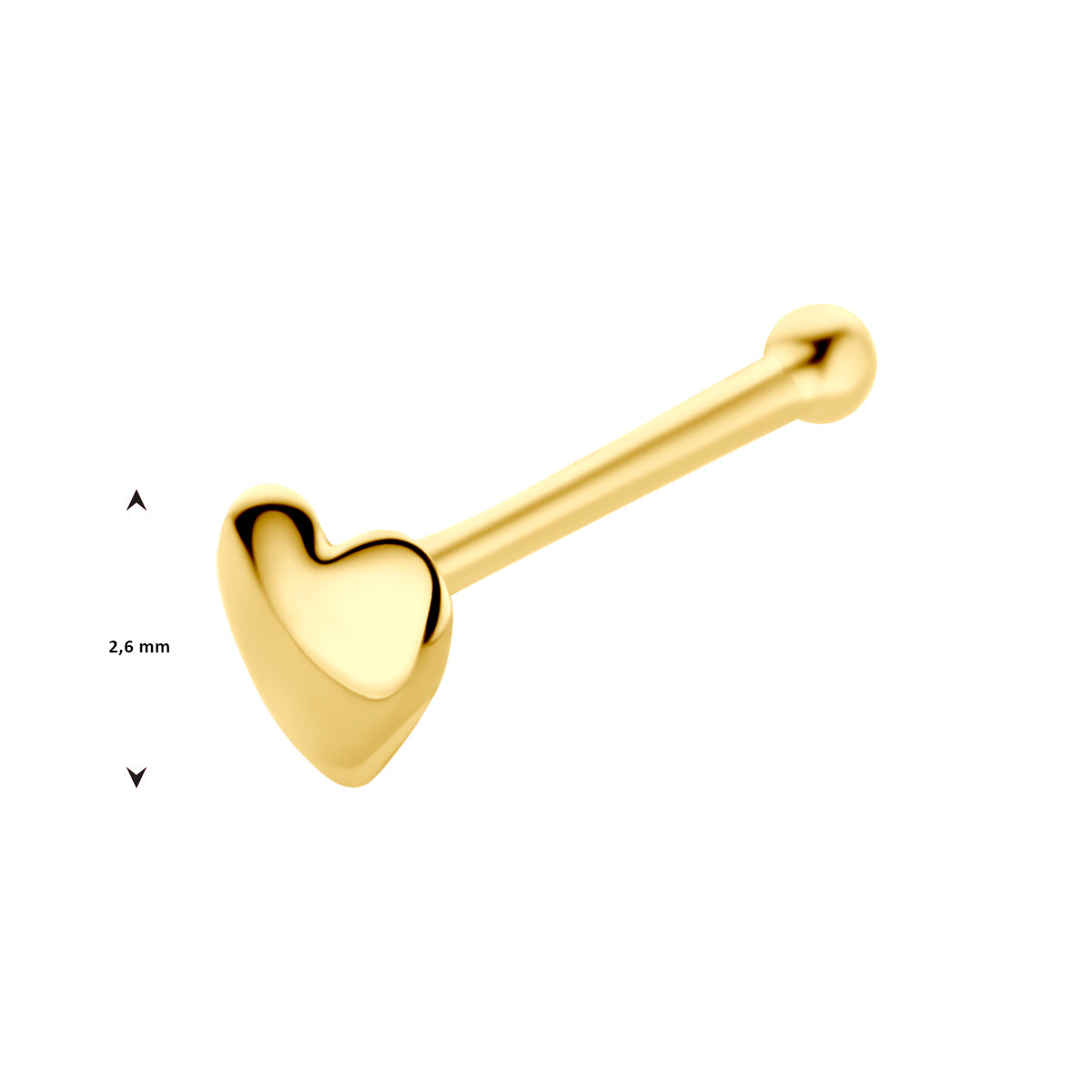 neusknopje hart 14K geelgoud