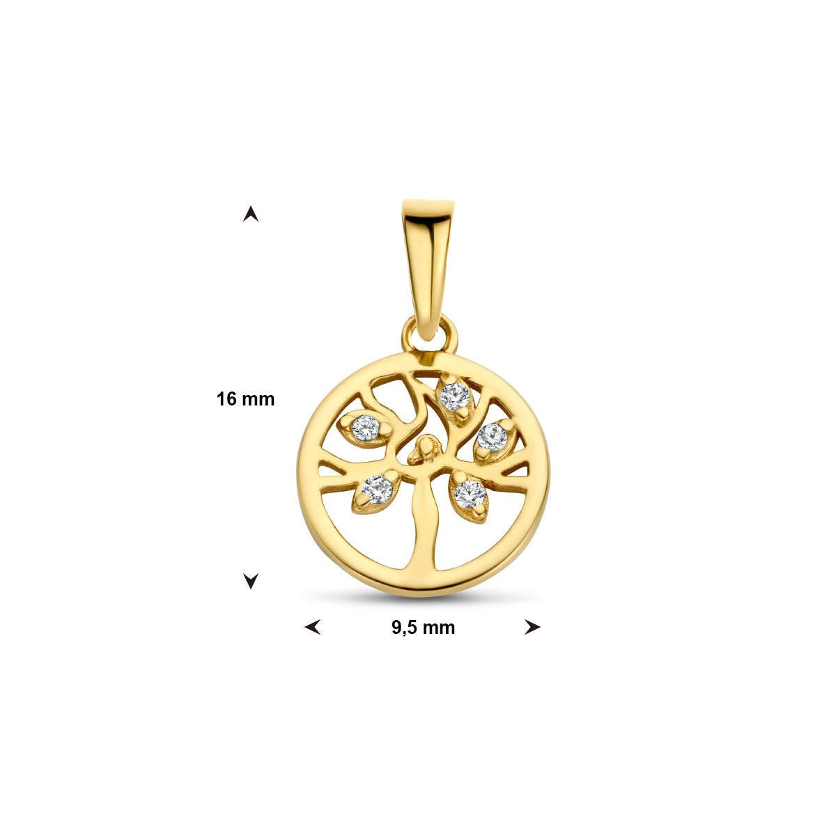 Anhänger Lebensbaum Zirkonia 14K Gelbgold