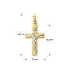 hanger kruis en corpus bicolor gestift 20,5 mm 14K geelgoud