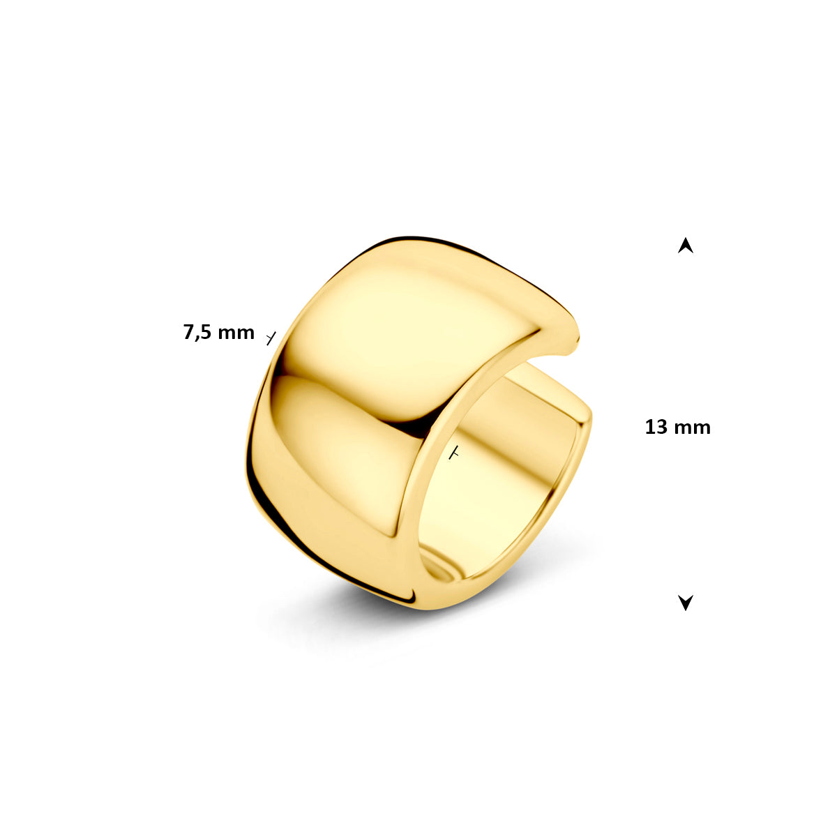 ear cuff 13 mm 1 micron zilver verguld (geel)