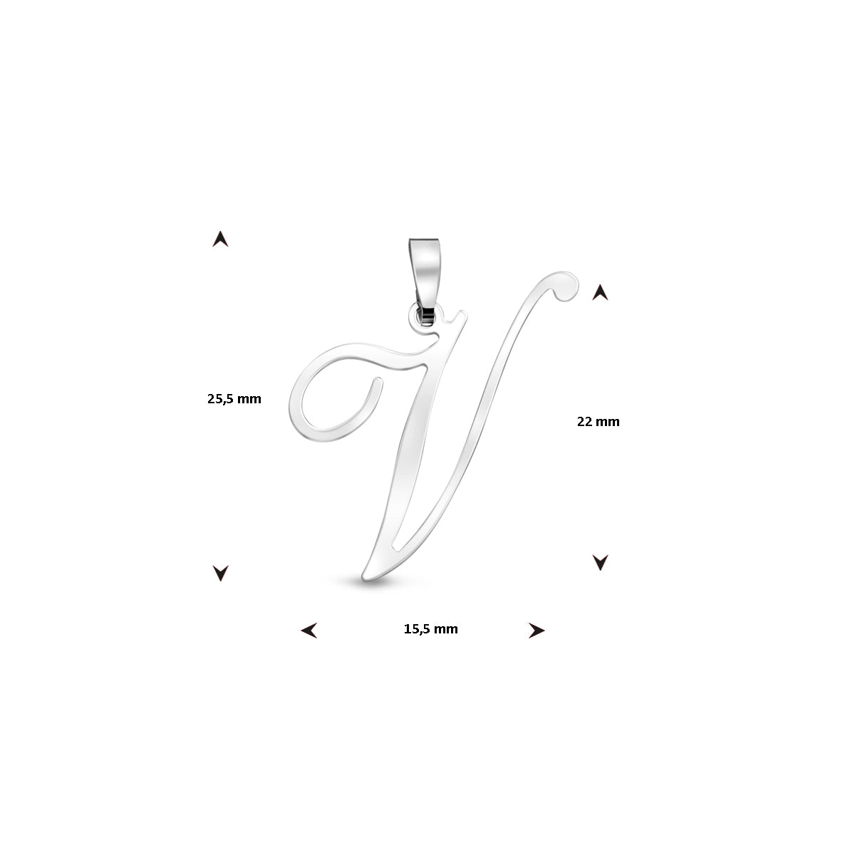 hanger letter zilver gerhodineerd