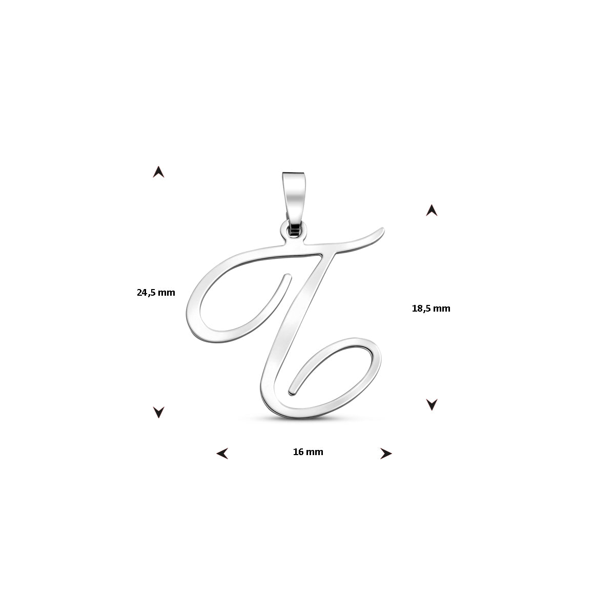 hanger letter zilver gerhodineerd