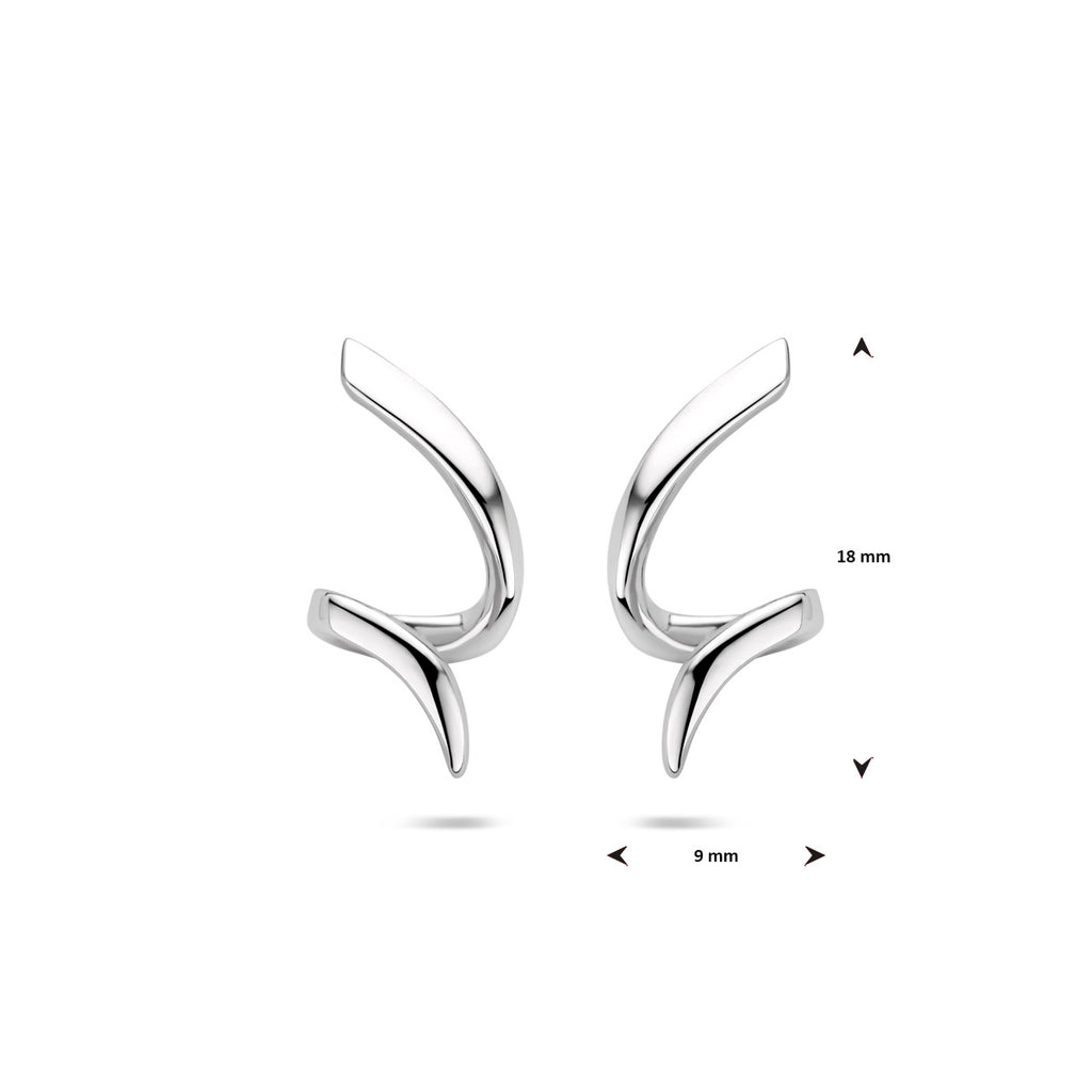 oorknoppen gedraaid 18 mm zilver gerhodineerd