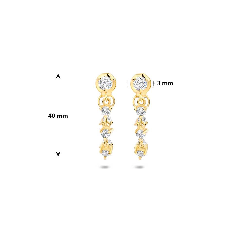 oorbellen zirkonia 40 mm 1 micron zilver verguld (geel)