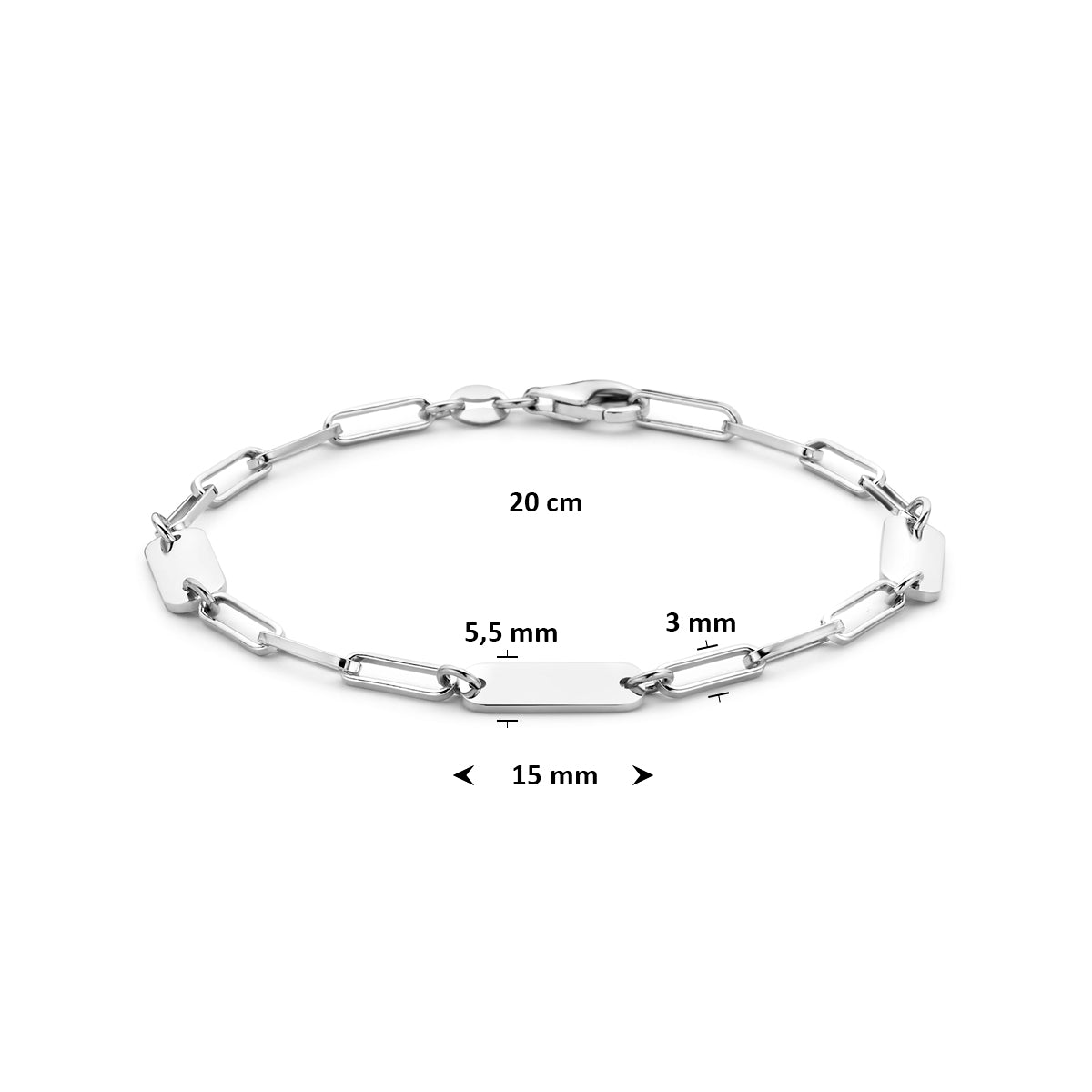 graveerarmband 20 cm zilver gerhodineerd