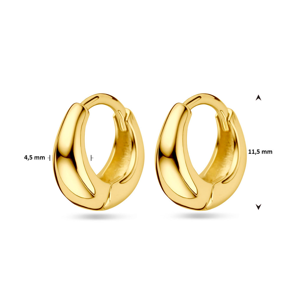 klapoorringen 11.5 mm 1 micron zilver verguld (geel)