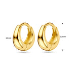 klapoorringen 11.5 mm 1 micron zilver verguld (geel)