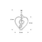 hanger hart en muzieknoot zilver gerhodineerd