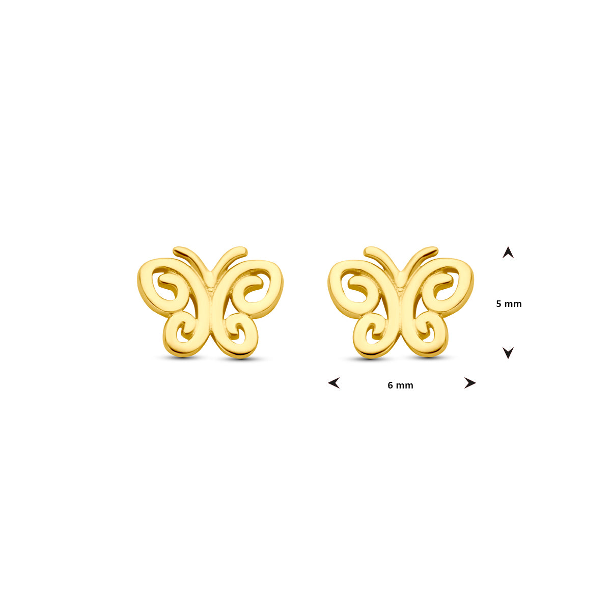 Ohrstecker Schmetterling 5,5 mm 14K Gelbgold