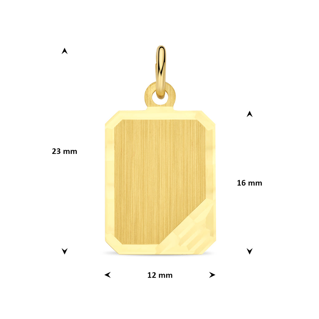 graveerhanger mat gediamanteerd 14K geelgoud