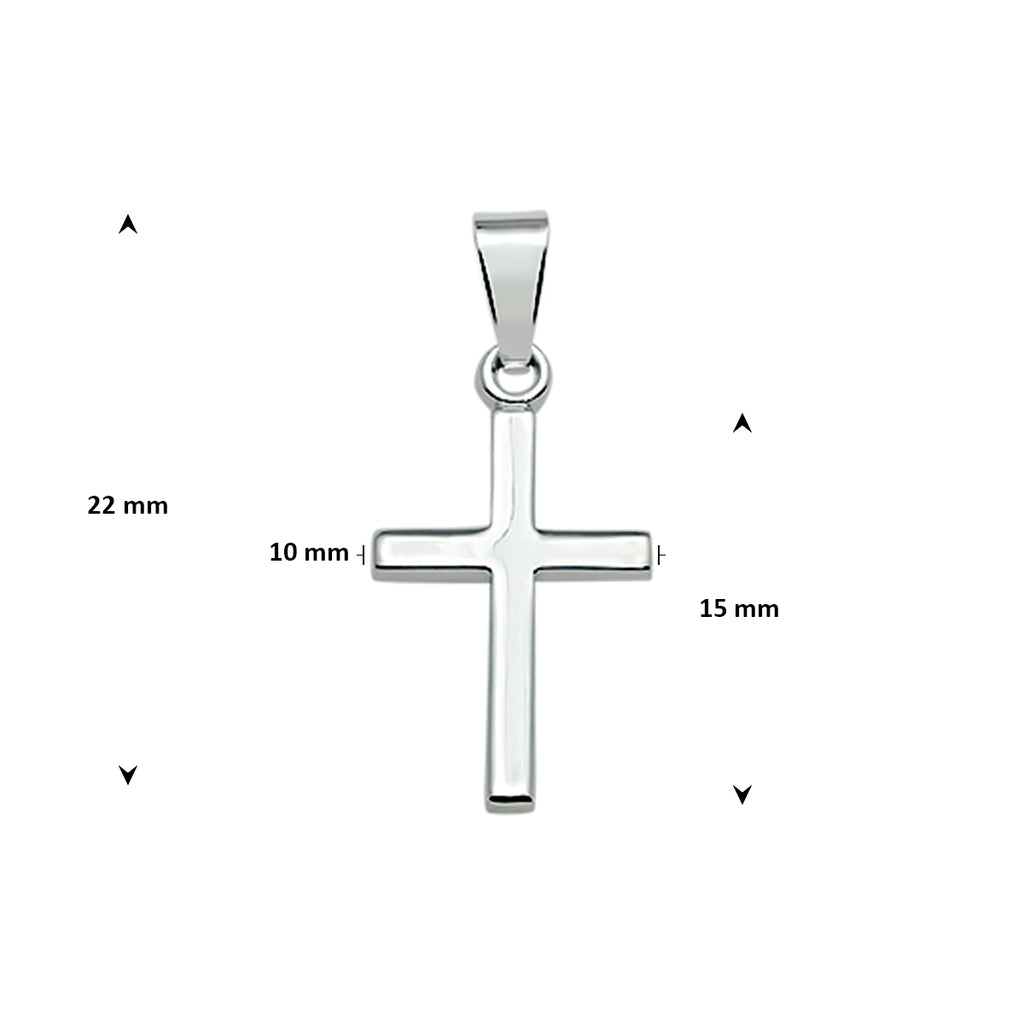 Anhänger Kreuz 15 mm Silber weiß