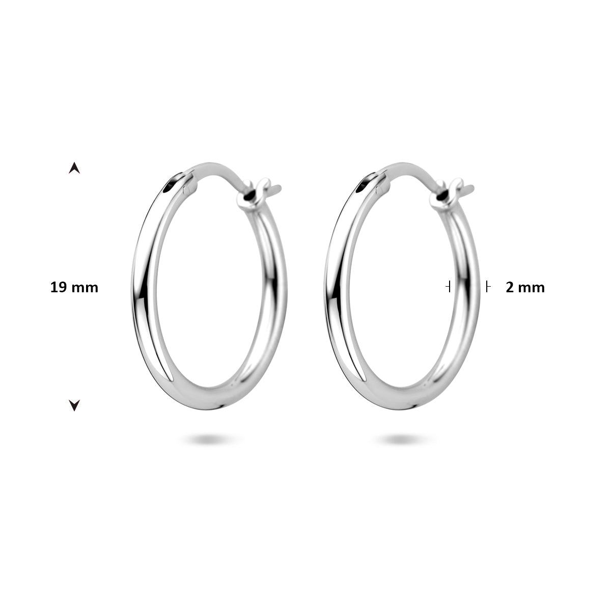 oorringen 19 mm zilver gerhodineerd