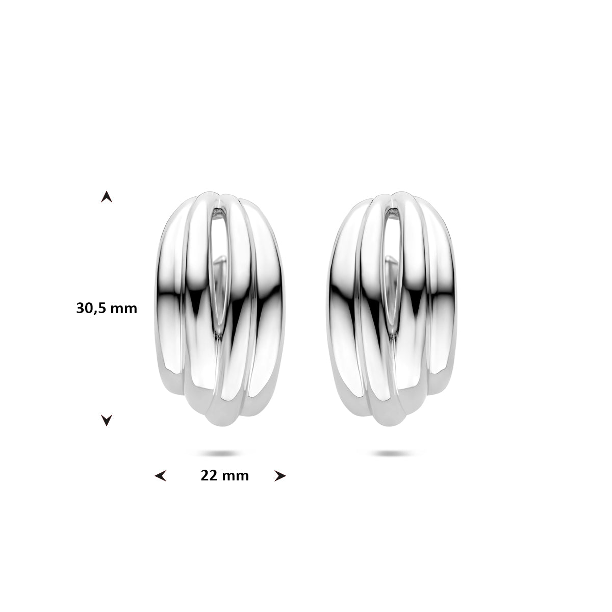 Steckerohrringe 30,5 mm Silber rhodiniert