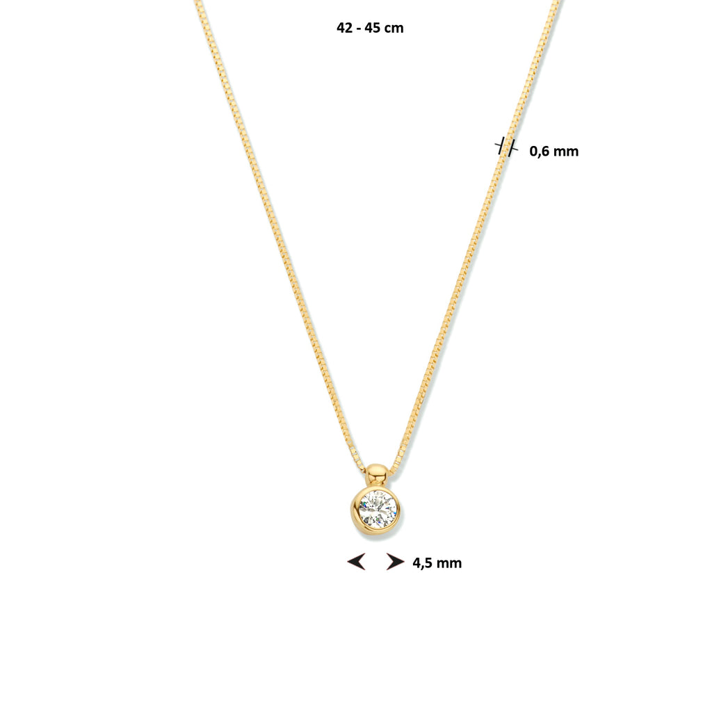 Zirkonia-Halskette 42 - 45 cm 14K Gelbgold