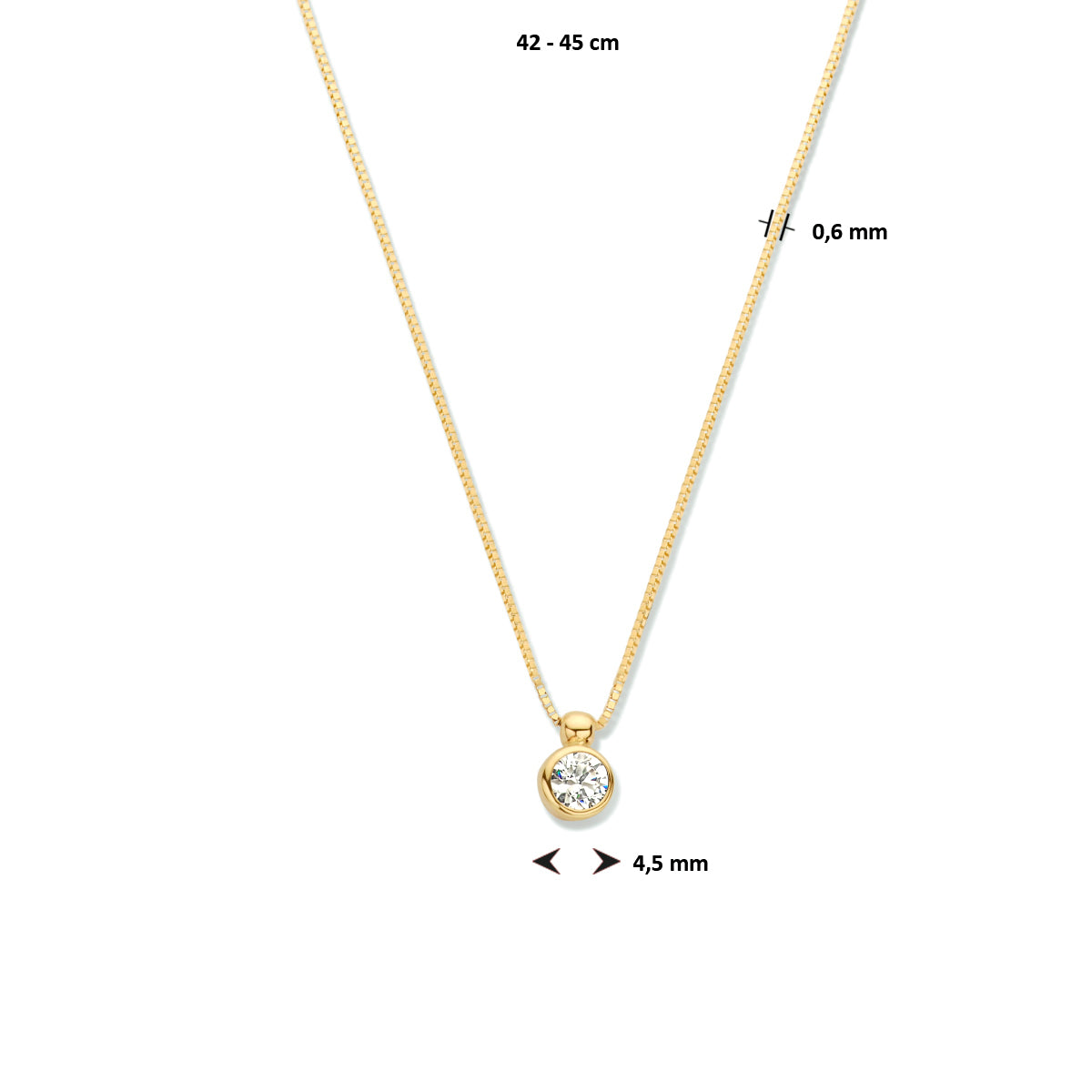 Zirkonia-Halskette 42 - 45 cm 14K Gelbgold