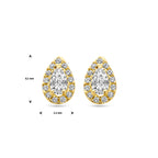 Ohrstecker Tropfen und Zirkonia 8,5 mm 14K Gelbgold