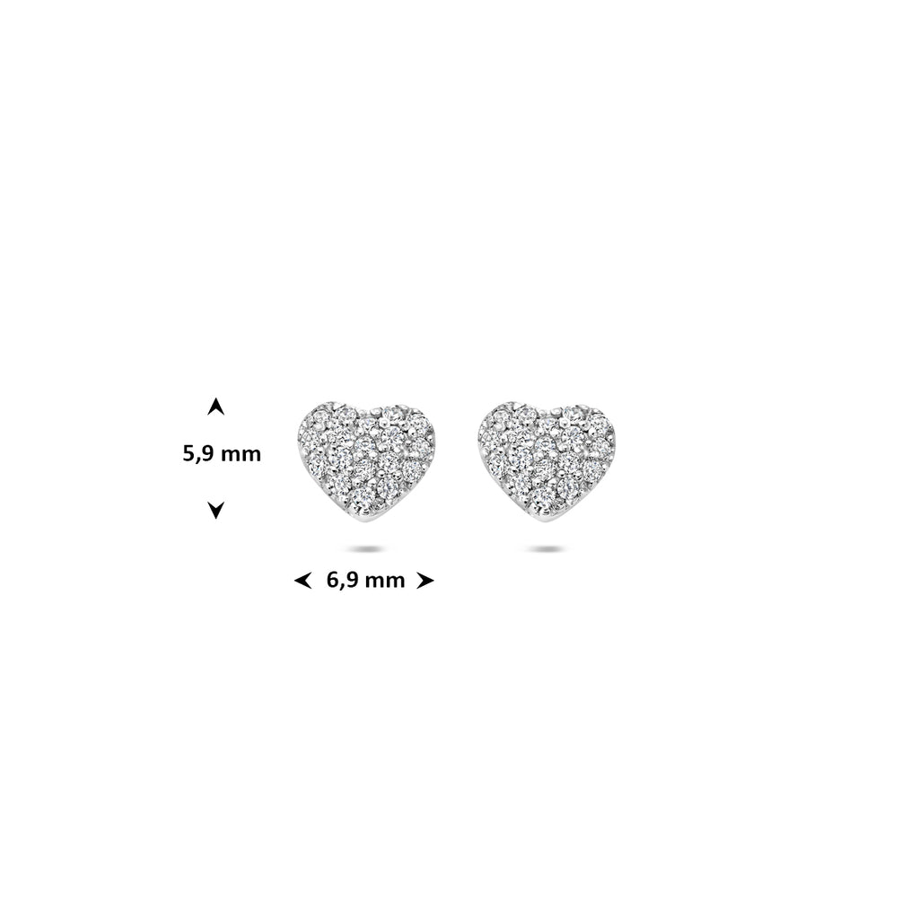 Ohrstecker Herz Zirkonia 5,9 mm Silber rhodiniert