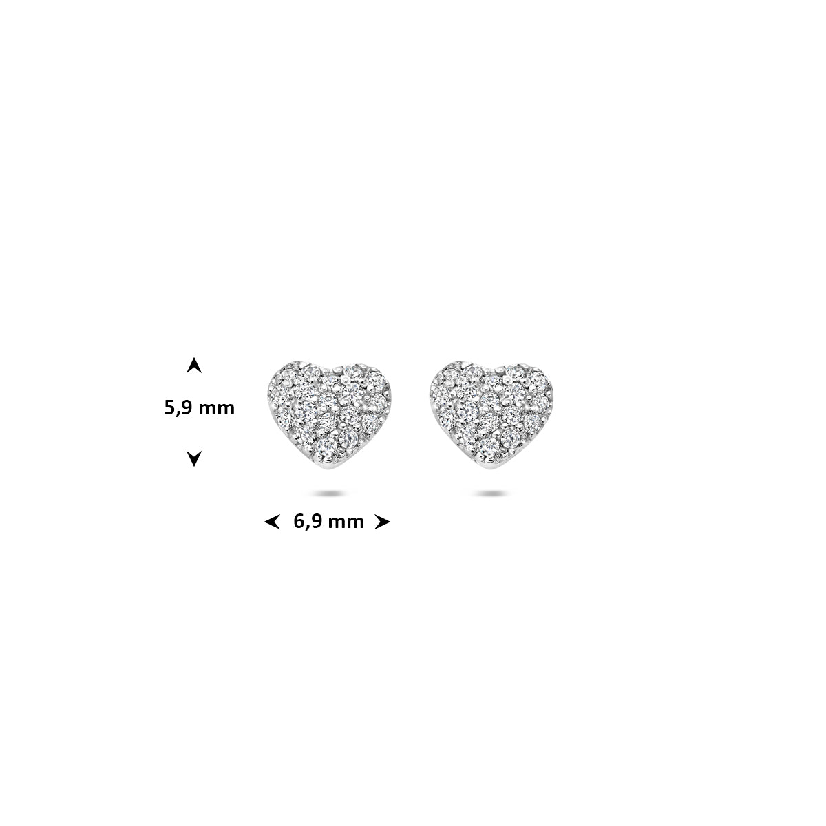 Ohrstecker Herz Zirkonia 5,9 mm Silber rhodiniert