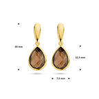oorhangers rookkwarts 20 mm 14K geelgoud
