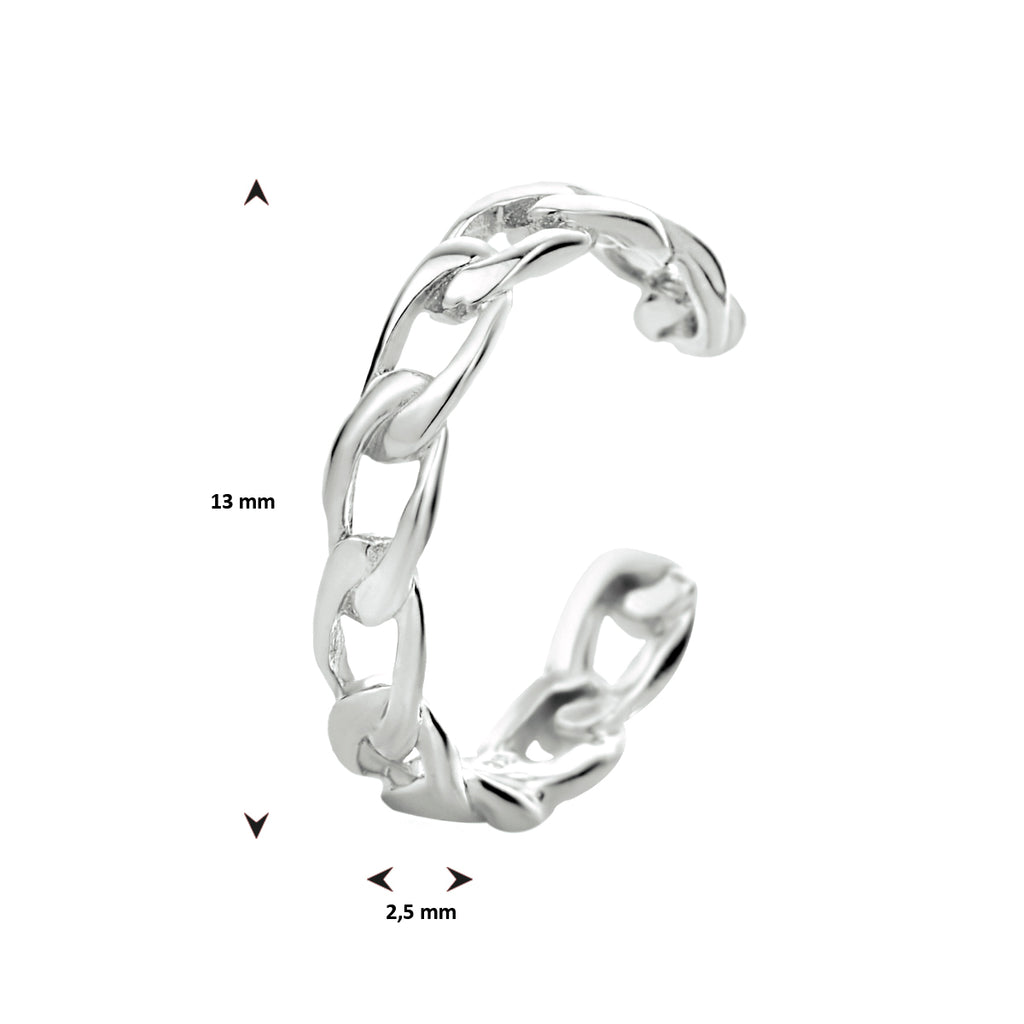 earcuff schakel 13 mm zilver gerhodineerd