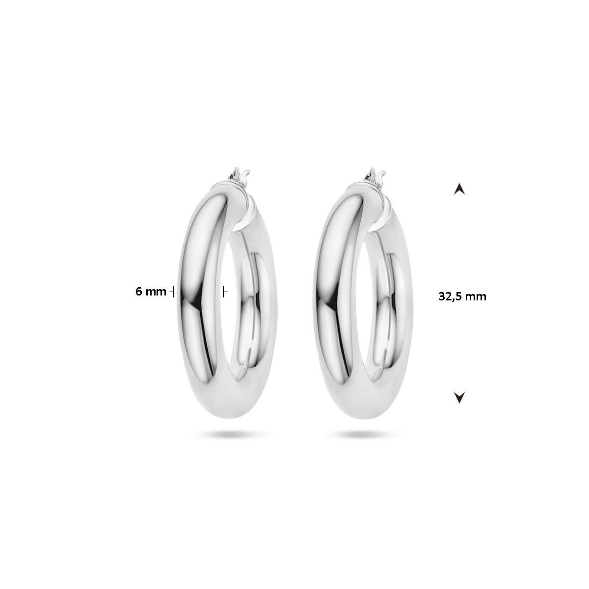oorringen 6,0 mm ronde buis zilver gerhodineerd