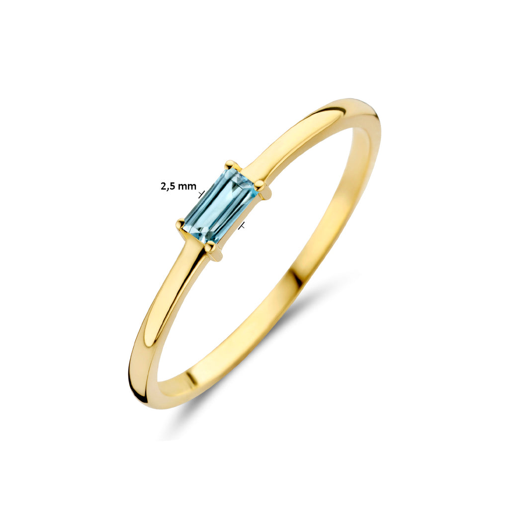 Ring mit Geburtsstein Aquamarin März 14K Gelbgold