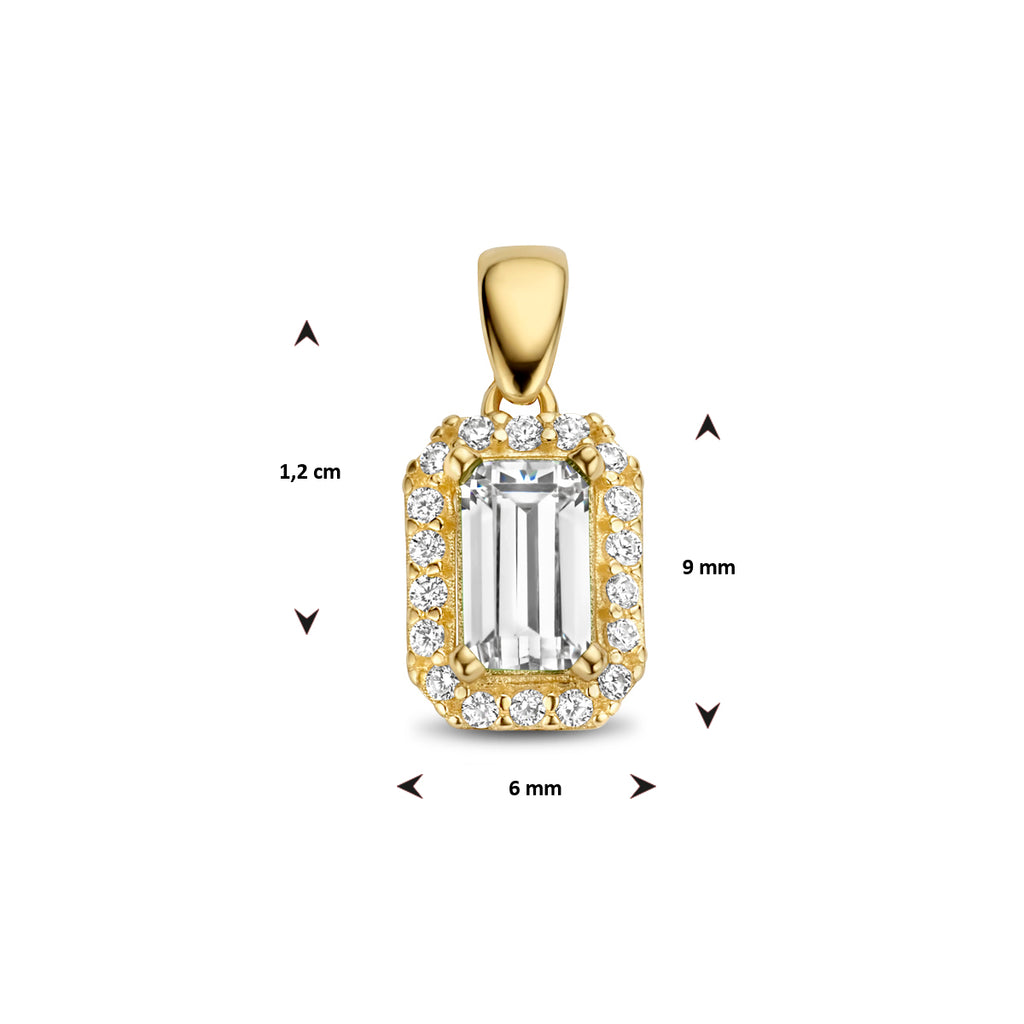 Anhänger Zirkonia Halo 12 mm 14K Gelbgold