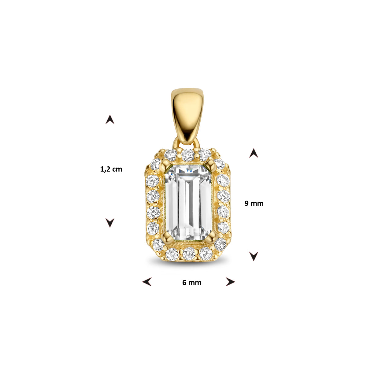 Anhänger Zirkonia Halo 12 mm 14K Gelbgold
