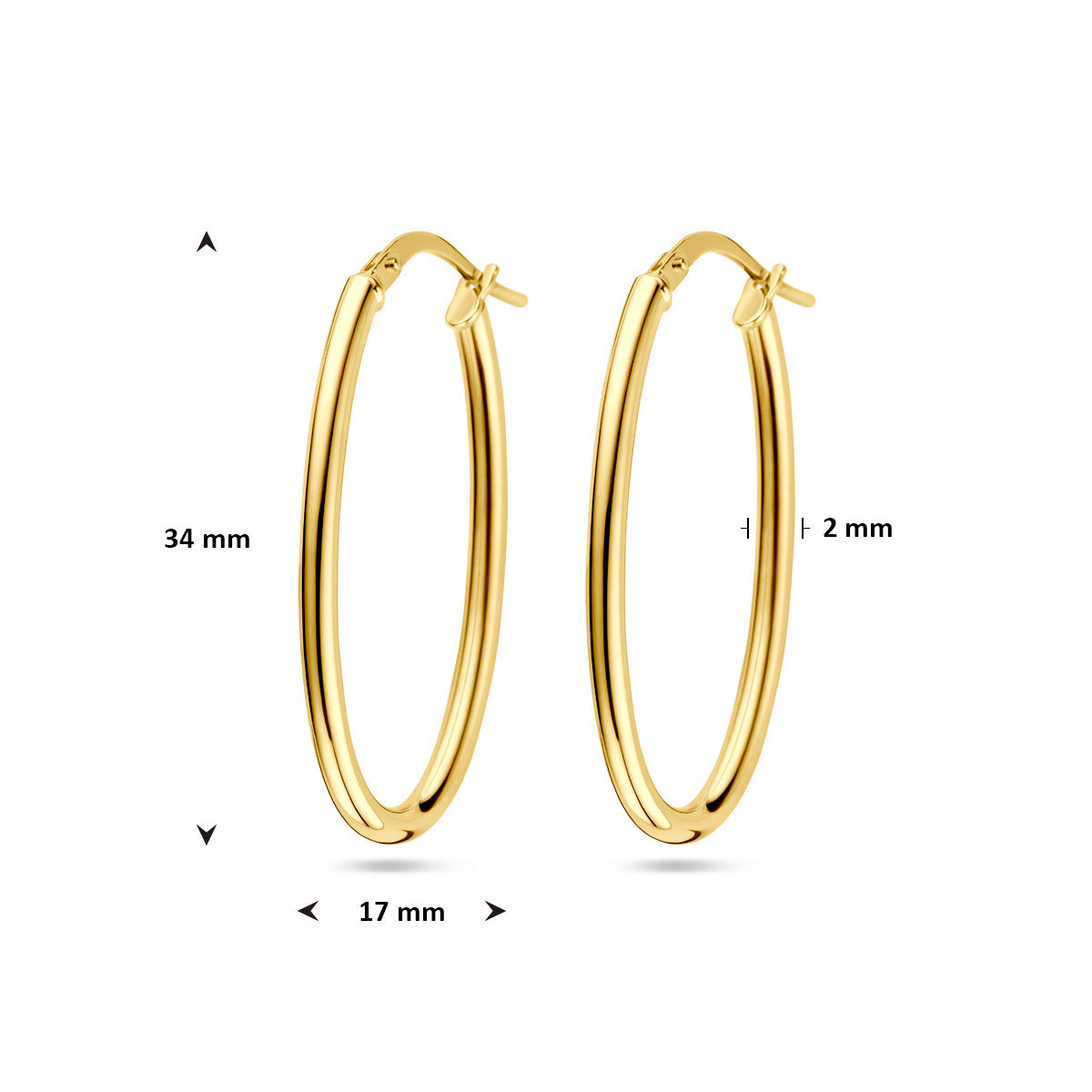 oorringen 34 mm Silgold (geel met zilverkern)