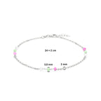 Fußkettchen mehrere Farben Kristallkugeln 24 + 2 cm Silber rhodiniert