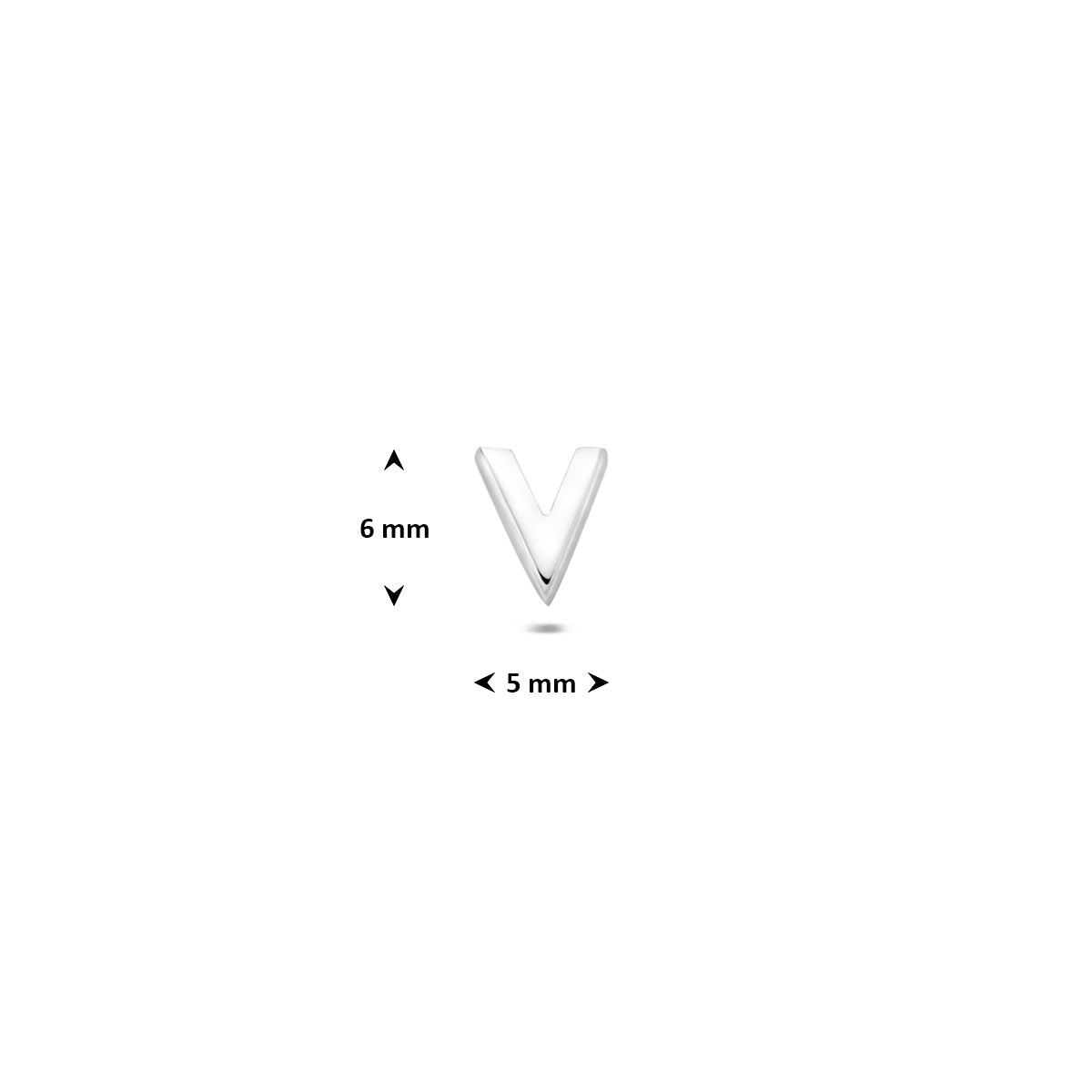 flat back piercing letter 6 mm zilver gerhodineerd