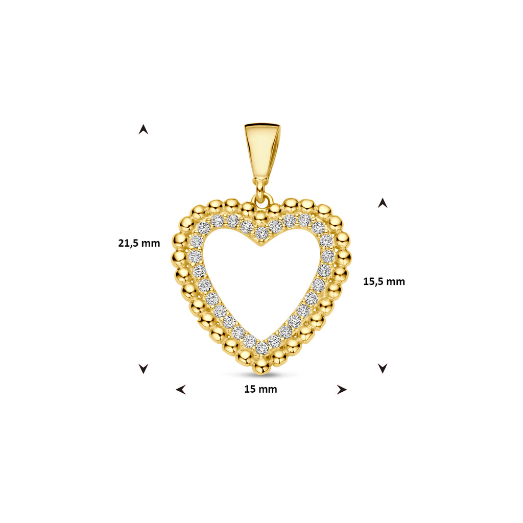 Anhänger Herz Zirkonia 14K Gelbgold