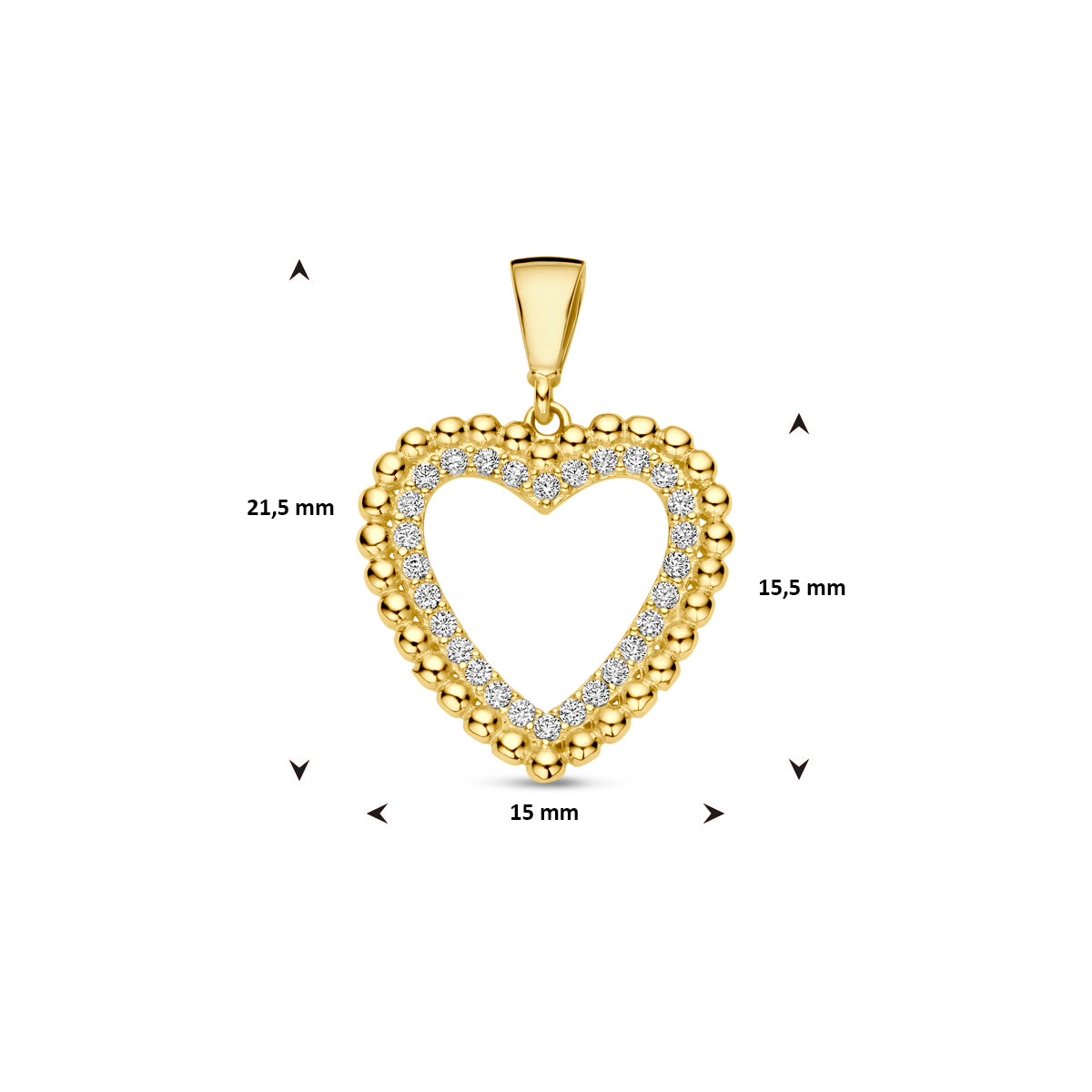Anhänger Herz Zirkonia 14K Gelbgold