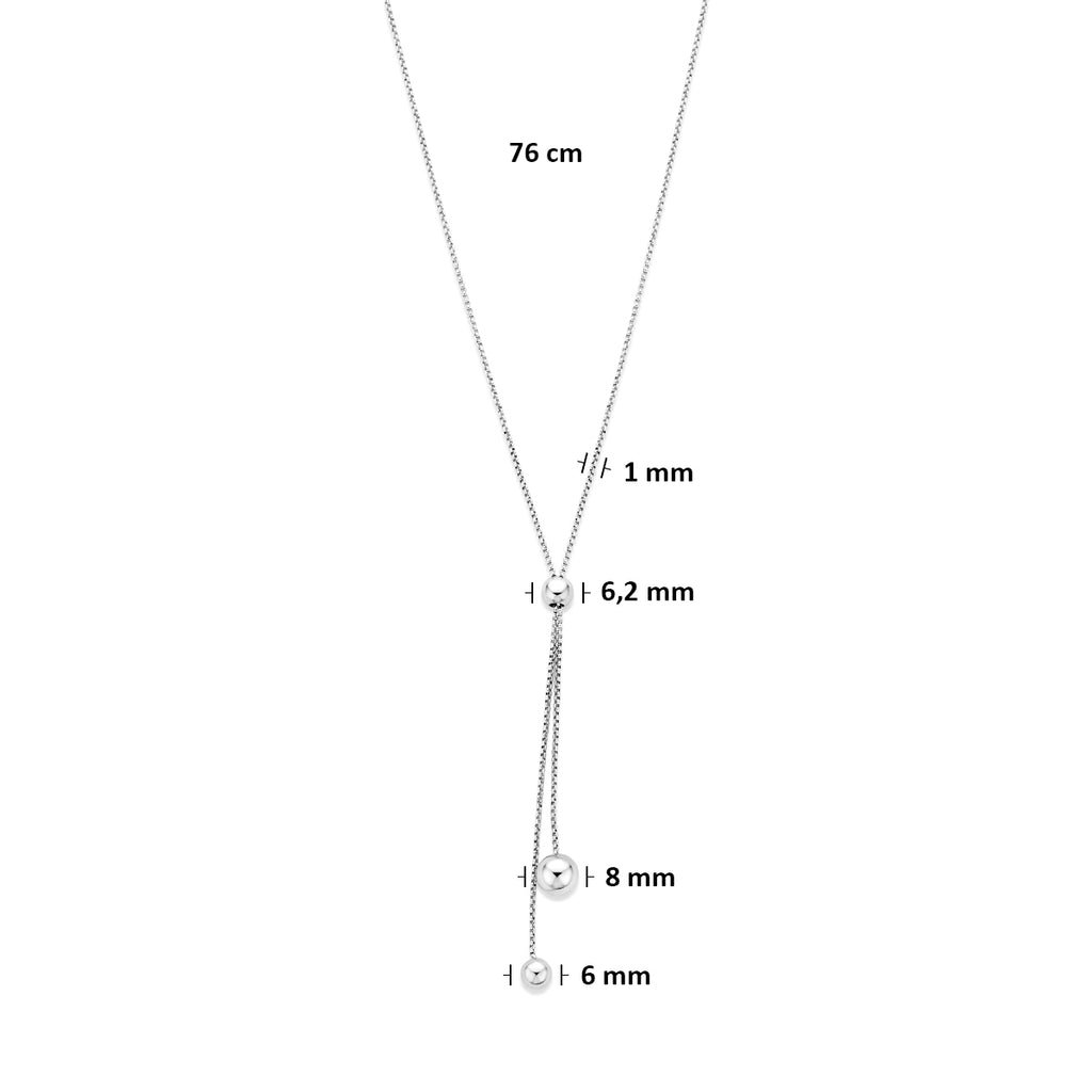 y-collier bolletjes 76 cm zilver gerhodineerd - bol