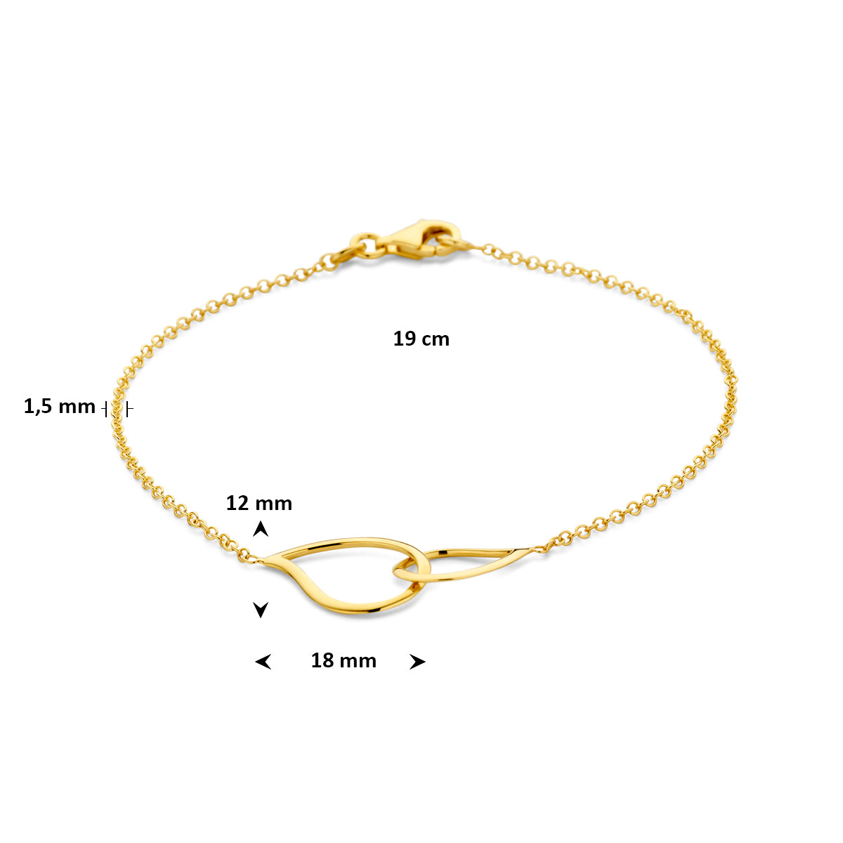 armband druppel 19 cm 14K geelgoud - druppel/komma/pegel