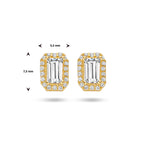 oorknoppen zirkonia halo 14K geelgoud