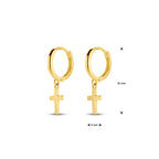 Kreolen mit Kreuz 14K Gelbgold