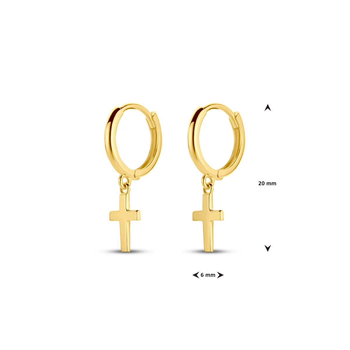Kreolen mit Kreuz 14K Gelbgold