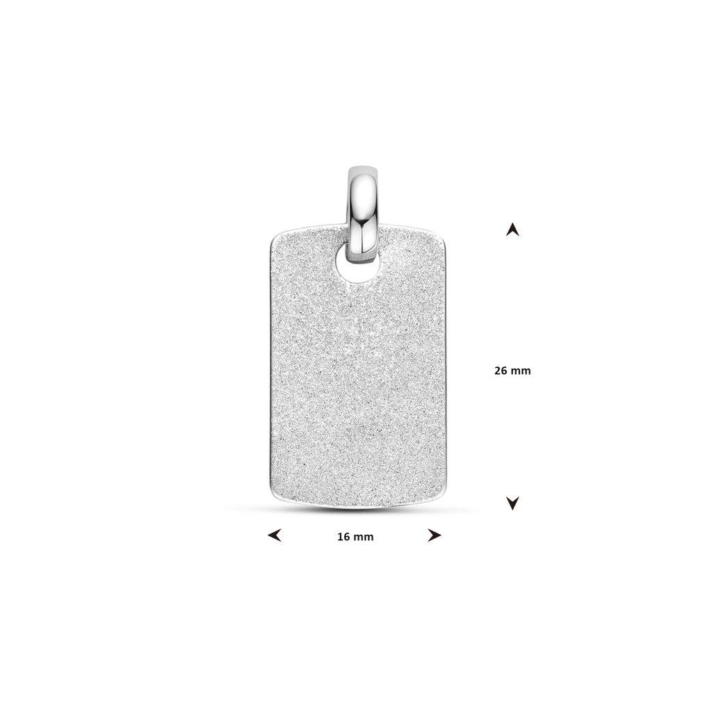 graveerhanger glitter gediamanteerd 26 mm zilver gerhodineerd