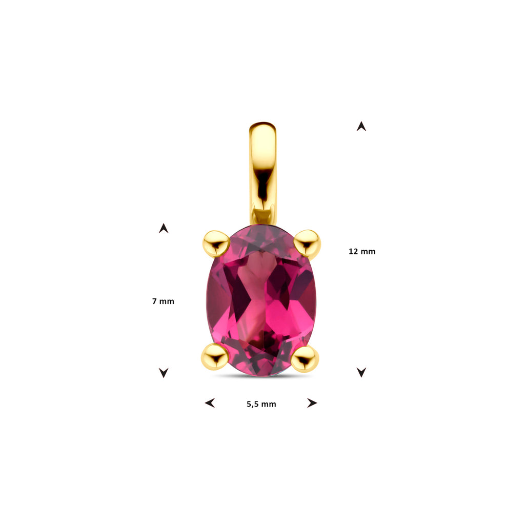 Anhänger pinker Rhodolith 12 mm 14K Gelbgold