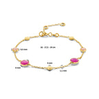 armband robijn, opaal en rondjes 16 - 17,5 - 19 cm 14K geelgoud - rondje,bolletje,ringetje,draad