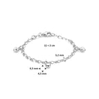 armband hartjes 11 + 2 cm zilver gerhodineerd