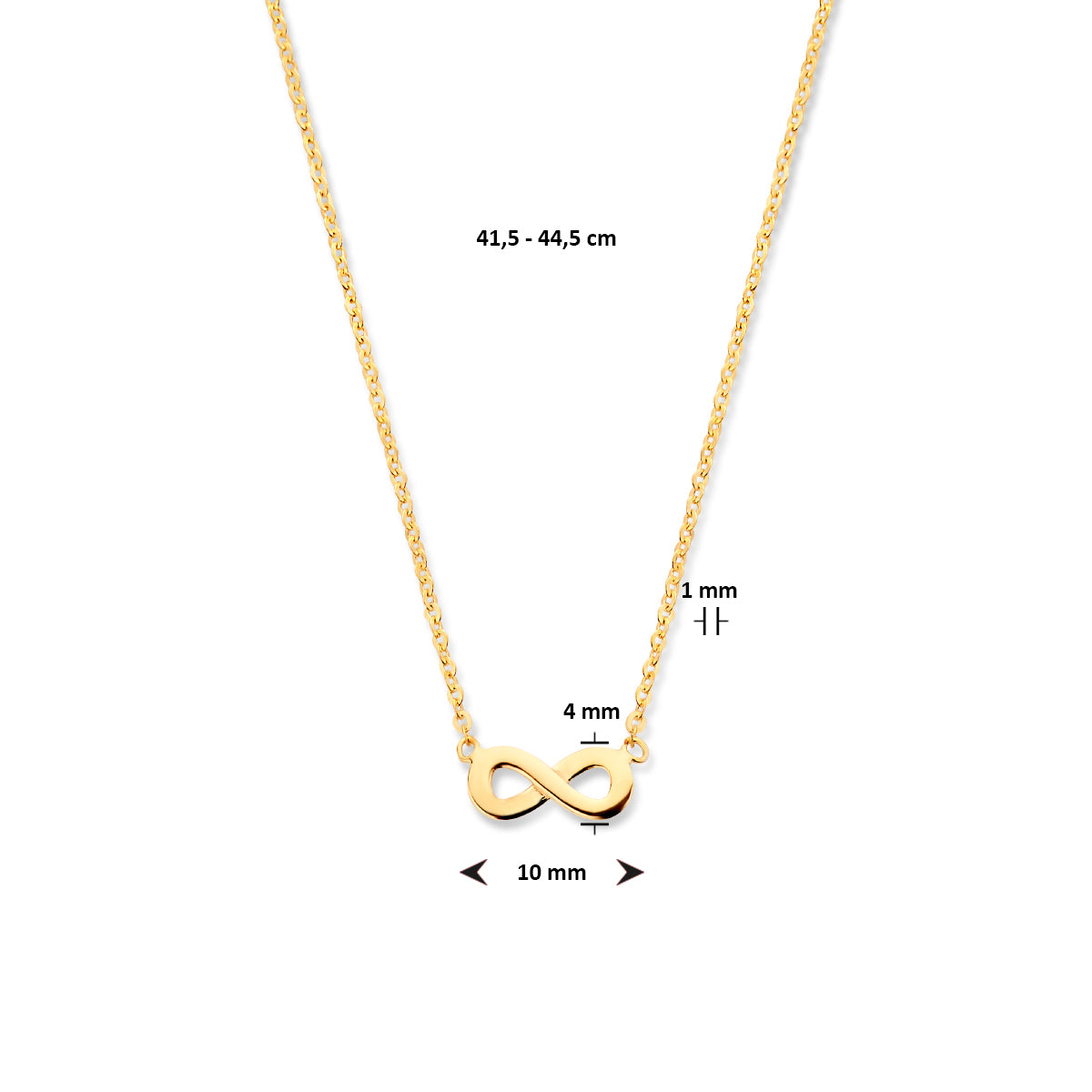 Halskette Unendlichkeit 41,5 - 44,5 cm 14K Gelbgold