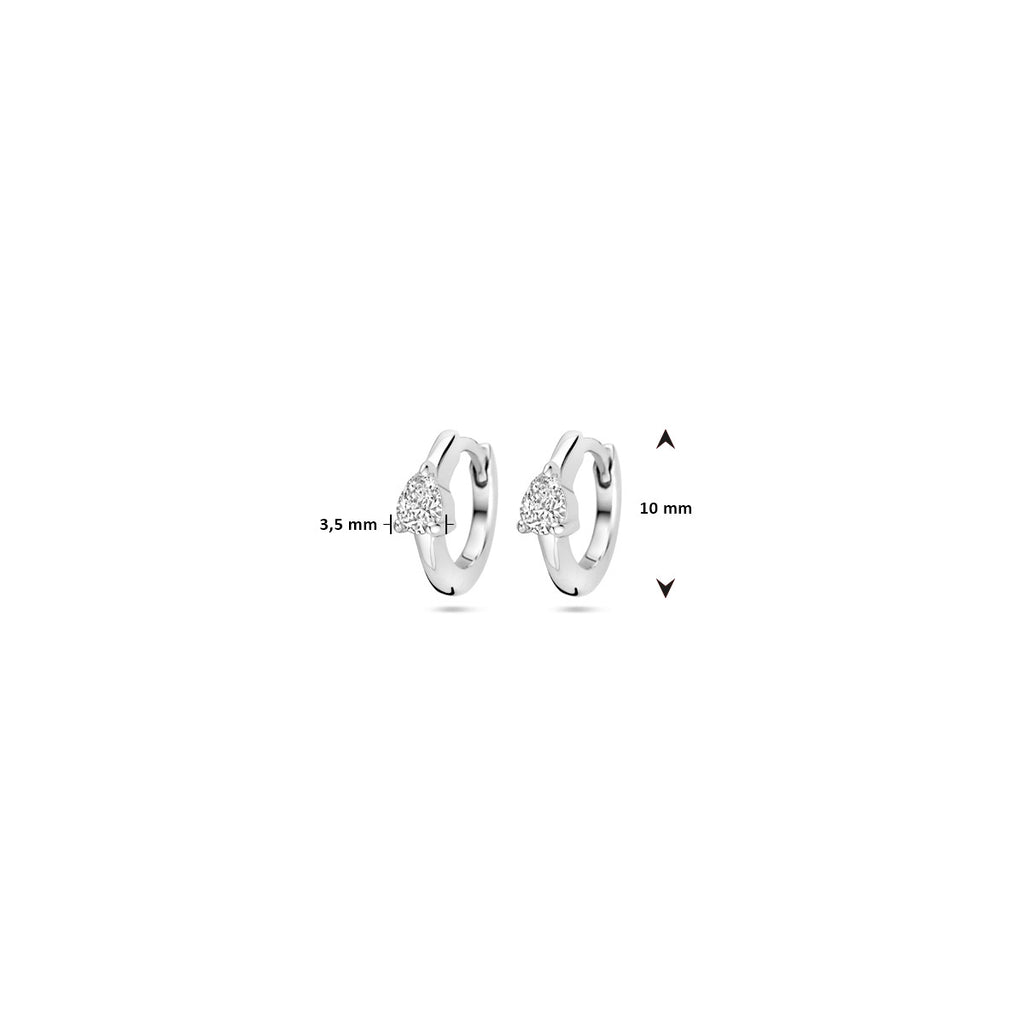 klapoorringen zirkonia 10 mm zilver gerhodineerd
