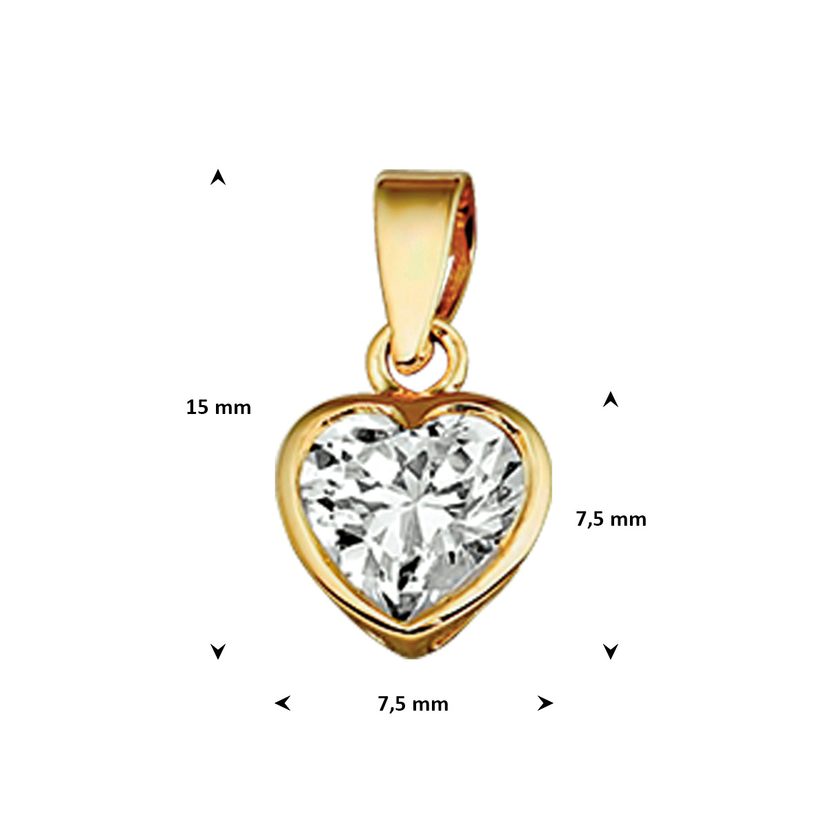 Anhänger Herz Zirkonia 14K Gelbgold
