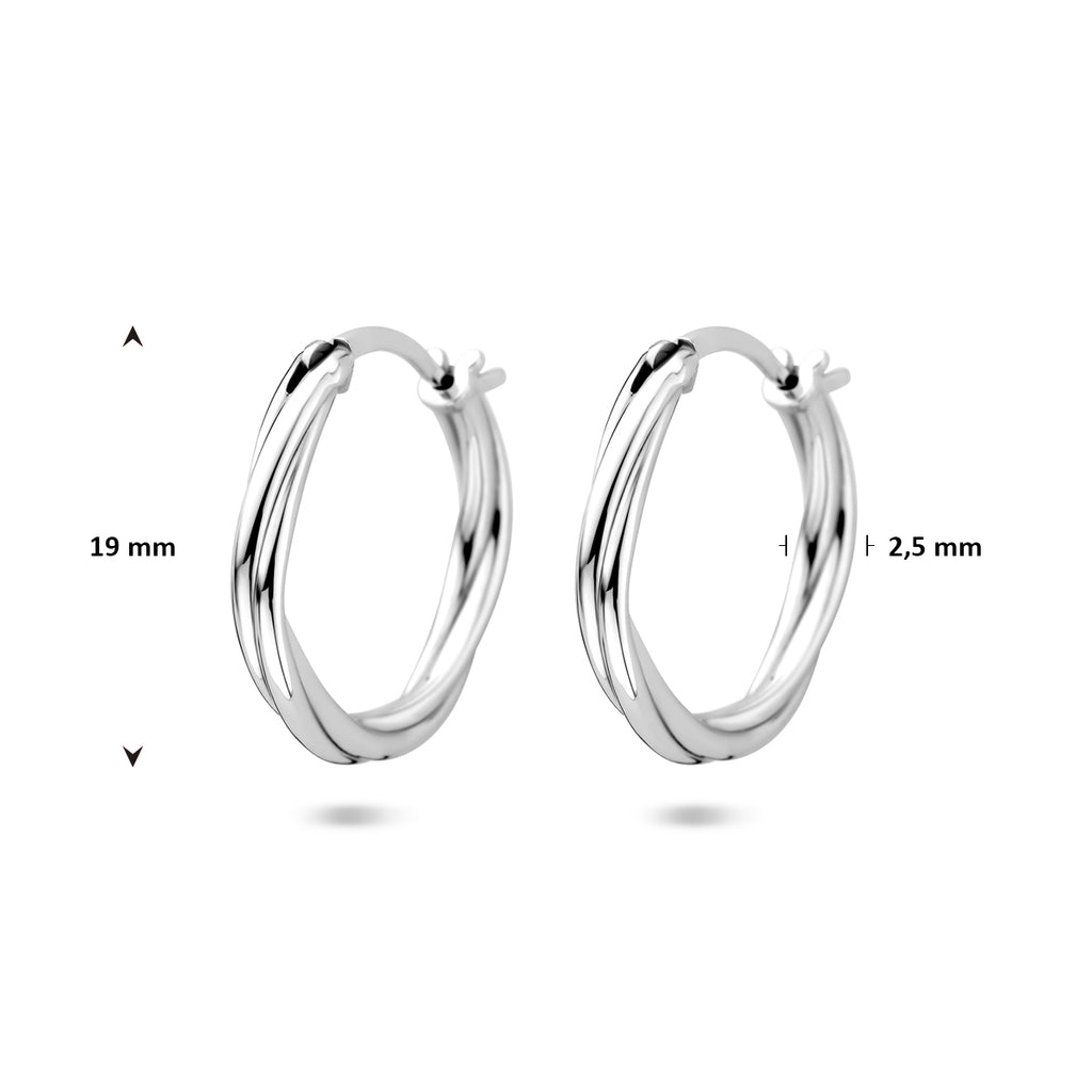 oorringen gedraaid 19 mm zilver gerhodineerd