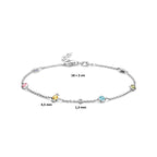 Armband mehrere Farben Zirkonia 18 + 2 cm Silber rhodiniert