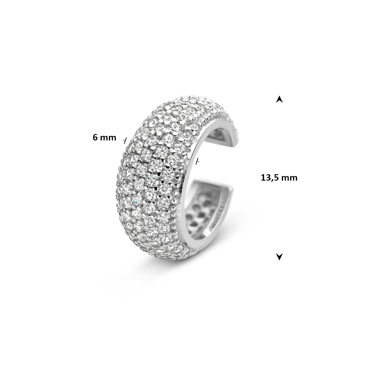 ear cuff zirkonia 13,5 mm zilver gerhodineerd